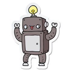 sticker of a cartoon happy robot