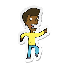 sticker of a cartoon terrified man