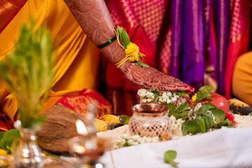 henna design, bride , Hindu wedding , South India	