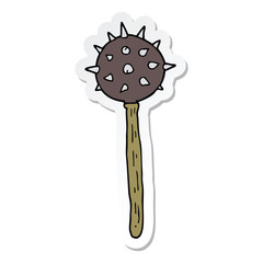 sticker of a cartoon medieval mace