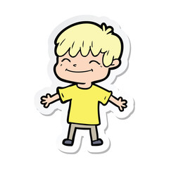 sticker of a cartoon happy boy
