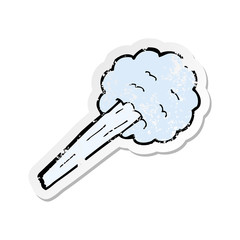 retro distressed sticker of a cartoon gust of wind