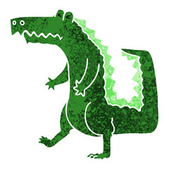 quirky retro illustration style cartoon crocodile