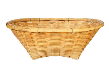 Beautiful bamboo weave basket isolated on white