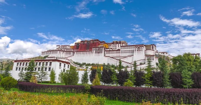 A Time lapse film of the of the Potala Palace in Lhasa, Tibet, China.	