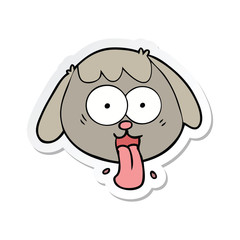sticker of a cartoon dog face panting