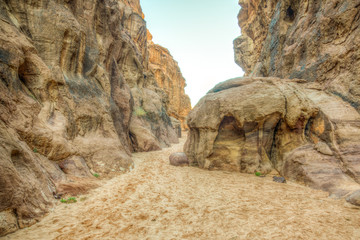 Abu Khashaba siq at Wadi Rum desert in jordan