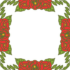 Fototapeta na wymiar Vector illustration frame flower rose red isolated white background