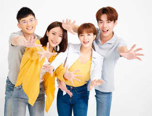 Group of young people, isolated on white