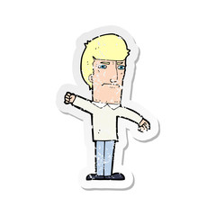 retro distressed sticker of a cartoon angry man