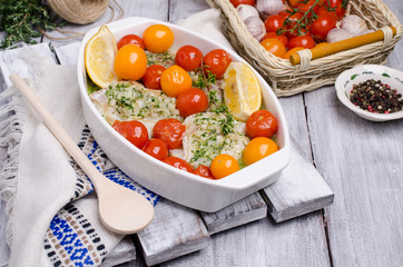 Baked sea fish fillet