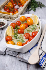 Baked sea fish fillet