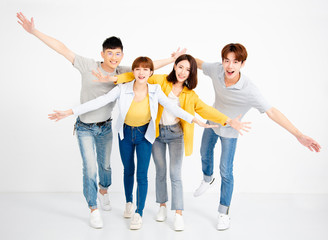 Naklejka premium Group of young people, isolated on white