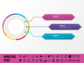 Modern Vector Infographics Elements Design Template. Business Data Visualization Infographics Timeline with Marketing Icons most useful can be used for workflow, presentation, diagrams, annual reports