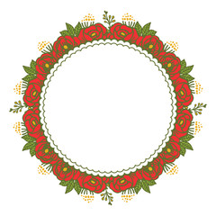 Vector illustration elegan rose red wreath frame for greeting card template