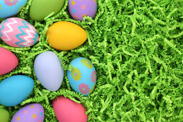 Fototapeta na wymiar Collection of colorful Easter eggs background