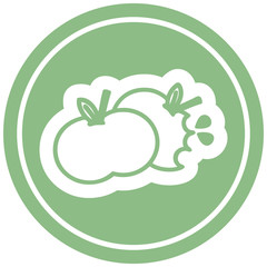 bitten apples circular icon