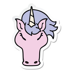 sticker of a quirky hand drawn cartoon unicorn