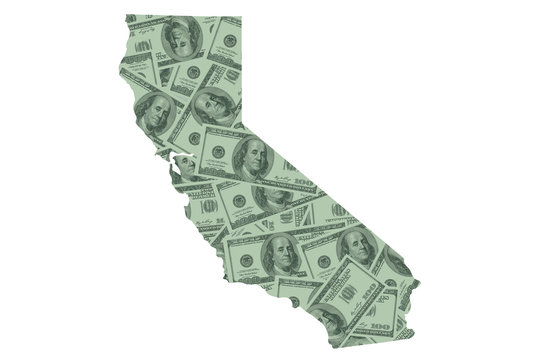 California State Map and Money, Hundred Dollar Bills