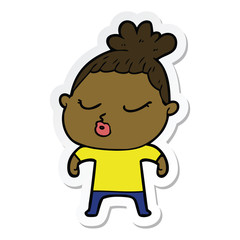 Obraz premium sticker of a cartoon calm woman