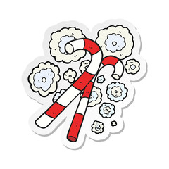 sticker of a cartoon candy canes