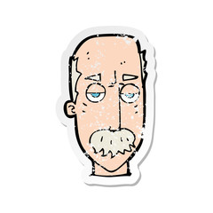 retro distressed sticker of a cartoon bored old man