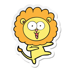 sticker of a happy cartoon lion