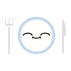 flat color retro cartoon dinner plate