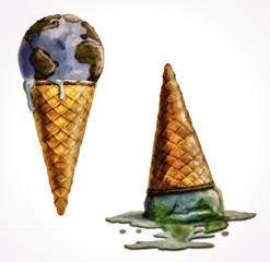 Ice Cream World - Climate Change Concept Global warning.