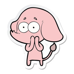 sticker of a cartoon unsure elephant