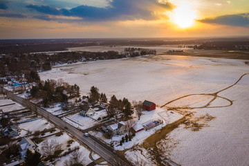 Aerial Sunset in Cranbury New Jersey