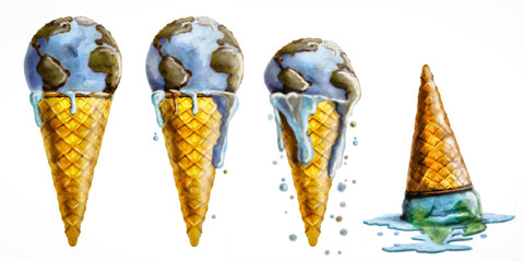 Ice Cream World - Climate Change Concept Global warning.