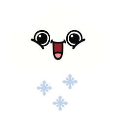 flat color retro cartoon snow cloud