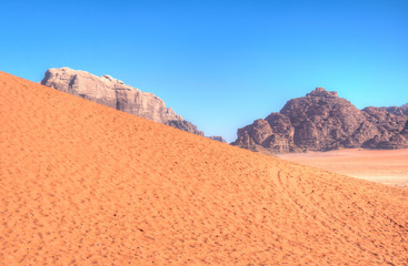 View of a sand dune at Wadi Rum, Jordan