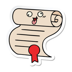 sticker of a cute cartoon contract