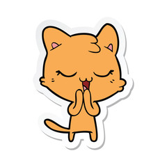 sticker of a happy cartoon cat