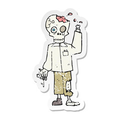 retro distressed sticker of a cartoon zombie