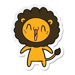 sticker of a happy cartoon lion