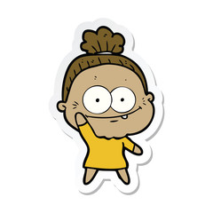 sticker of a cartoon happy old woman