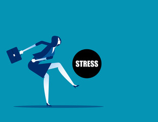 Businesswoman kicking stress. Concept business vector, Hard work, Optimistic.