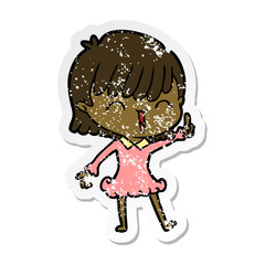 distressed sticker of a cartoon woman