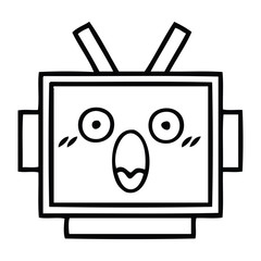 line drawing cartoon robot head