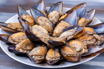 Turkish style stuffed Mussels, Midye Dolma mediterranean cuisine