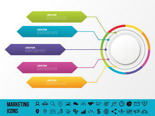 Modern Vector Infographics Elements Design Template. Business Data Visualization Infographics Timeline with Marketing Icons most useful can be used for workflow, presentation, diagrams, annual reports