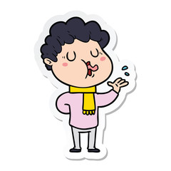 sticker of a cartoon man singing