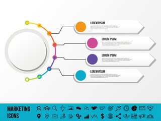 Modern Vector Infographics Elements Design Template. Business Data Visualization Infographics Timeline with Marketing Icons most useful can be used for workflow, presentation, diagrams, annual reports