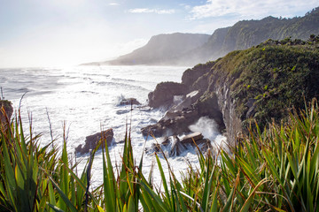 Pancake Rocks Blowholes,South Island New Zealand