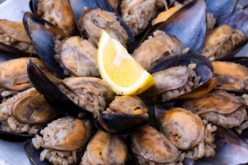 Turkish style stuffed Mussels, Midye Dolma mediterranean cuisine