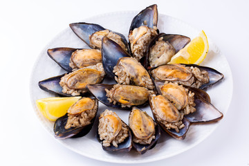 Turkish style stuffed Mussels, Midye Dolma mediterranean cuisine
