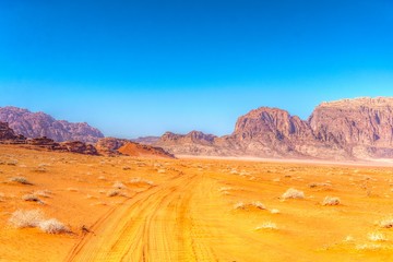 Landscape of Wadi Rum desert in Jordan